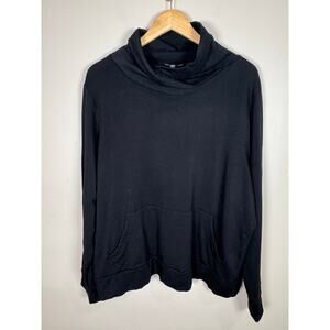 Eileen Fisher Womens Sweatshirt Xl Tencel Stretch mock Neck Black